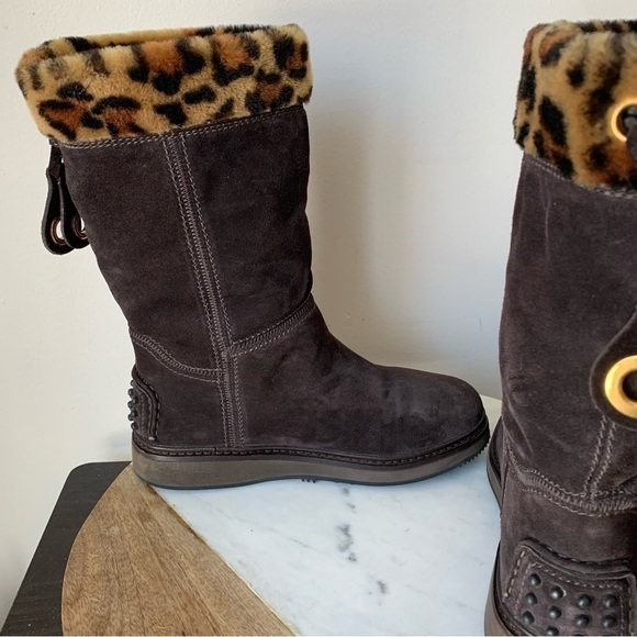 PRADA THE ORIGINAL CAR SHOE by PRADA Suede Brown Snow Boots Size 8 US 38.5 EU - Picture 8 of 16